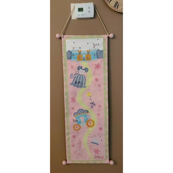 Unbranded Other - Kids Wall Growth Chart Princess Children Room Decor Pink & Green Canvas Height